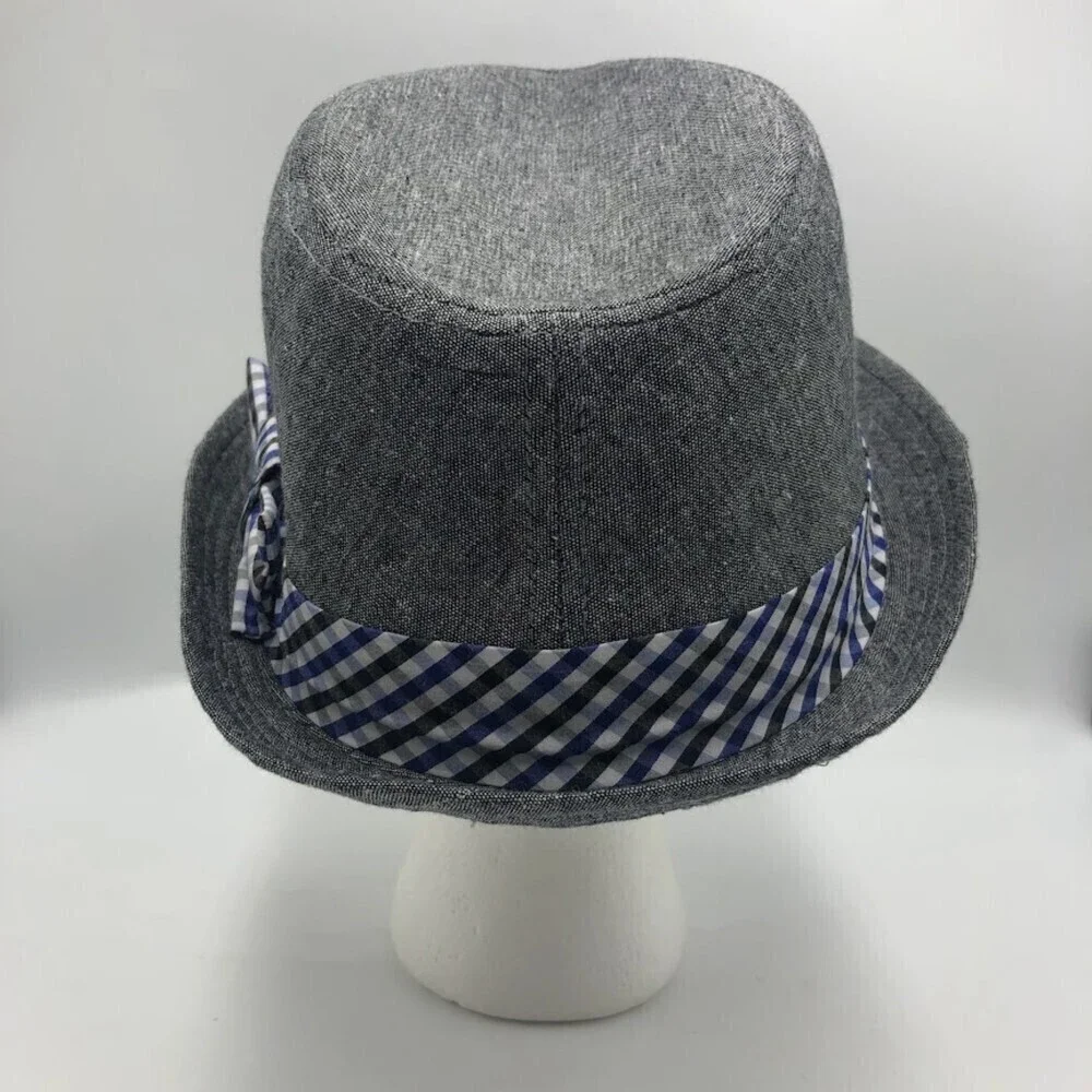 Nick Graham Men's Fedora Gray Hat with Plaid bow tie